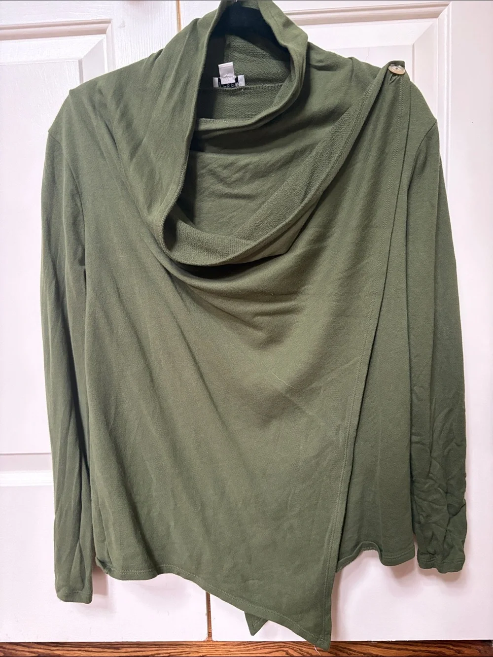 Olive Green Draped Cowl Neck Top